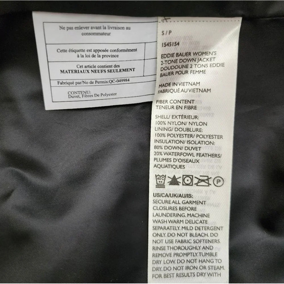 Eddie Bauer Women's Black Down Puffer  Jacket Full Zip Water Repellant Size S - Picture 9 of 16